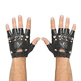 Widmann 46903 - Fingerlose Nietenhandschuhe, Lederlook, Rocker, Punk, Biker, Accessoire, Karneval, Mottoparty