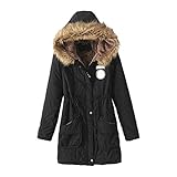 Vintage Retro Old School Winterparka Schwarz/Grün/Khaki/Marine/Rosa/rot Damen Jacke Parka Mantel warme Übergangsjacke gefüttert Warme Damen Winter Jacke Winterjacke Steppjacke gefü