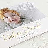 sendmoments Danksagungskarten Taufe, Meine Taufe, 5er Klappkarten-Set C6, wahlweise Goldfolien-Veredelung, personalisiert mit Text & Fotos, optional Design-Umschläg