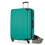 HAUPTSTADTKOFFER - Spree - Hartschalenkoffer Rollkoffer + Gepäckgurt, erweiterbarer Reisekoffer , 4 Rollen, TSA, 75 cm, 119 Liter, Aquagrü
