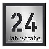 AlbersDesign - personalisierte Edelstahl-Hausnummer, zweiteilig mit 3D Effekt, Rückwand pulverbeschichtet in RAL7016, Frontblende in Edelstahl (V2A) gebü