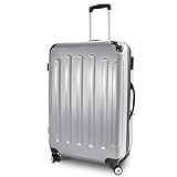 BERWIN® Trolley Reisekoffer Reisetasche Gepäcktasche Größe XL Stripes Farbe Silb