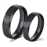 AOTIWE Paar Ringe, Paar Versprechensringe Schwarz Gebürstet Ring Edelstahl Hochzeitstag Geburtstag W 60 &M 62