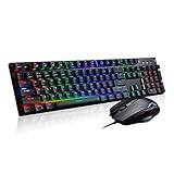 Teamwolf Mechanische Gaming-Tastatur RGB Hintergrundbeleuchtung 104 Tasten und Maus 4800 DPI Professional Combo (rote Schalter)