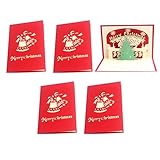 5 Stück 3D-Weihnachtskarten, Pop-Up-Weihnachtsdanksagungskarte, Weihnachtsmann, Weihnachtsbaum, Popup-Karte, Geschenk für Familie, Freunde, Liebhab