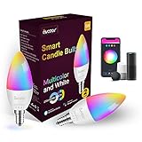 E14 Led Alexa Lampe,5W 500lm C37 Wlan Smart Home GlüHbirne E14 Warmweiß & Kaltweiß Dimmbar Rgb Led Lampen Musik Synchronisation Fernbedienung Stimmenkontrolle Zeitplan & Timer App Led Birne(2 er)