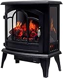 HTOUR Elektrischer Kamin mit freistehender Einfassung, Elektroherd feuert Holzofen mit echtem Flammeneffekt, Überhitzungsschutz, 1400 W Leistung