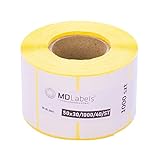 MDlabels Weiße Thermo etiketten auf Rolle - 50x30 mm - 1000 Stück - Hülse 40 mm - permanent haftend, für Barcodes- weiße Klebeetiketten zur Beschriftung