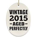 6th Birthday Vintage 2015 Aged Perfectly - Oval Ornament Holz Ornament Dekoration Weihnachtsbaumschmuck - Geschenk zum Geburtstag Jahrestag Weihnachten Valentinstag