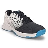 Wilson Herren Tennisschuhe, KAOS STROKE, Grau/Weiß/Blau, 42 2/3, Für alle Bodenbeläge, Alle Spielertypen, WRS328150E085