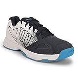 Wilson Herren Tennisschuhe, KAOS STROKE, Grau/Weiß/Blau, 44, Für alle Bodenbeläge, Alle Spielertypen, WRS328150E095