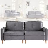 JINGJIN Sofa, Sofa 3 Sitzer Sessel Massivholzrahmen, Couch für Wohnzimmer Polstersofa Loungesofa Sitzmöbel Polstermöbel, Federkern und Loser Rücken, 194×76×90cm,Grey
