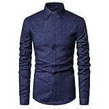 KBUY Herren Hemd Langarm Regular Fit Basic Freizeithemd Bügelleicht Herrenhemden Kentkragen Business Hemden Für Männer Hemd Herren Button-down Shirt Herbst Winter Langarm Hemd F