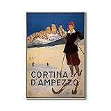 THTHTH Cortina D'ampezzo Ski Poster und Drucke Vintage Reise Leinwand Malerei Skandinavische Wandkunst Für Wohnzimmer Wohnkultur Bilder 40x60cm x1 Kein R