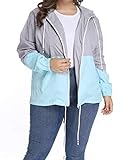 Regenjacke, Damen, Übergröße, verstellbare Kapuze, wasserdicht, lange Ärmel, Sportjacke, windabweisend, schnelltrocknend, UK-HPLUS02_BL_3XL, Blau, UK-HPLUS02_BL_3XL 3XL