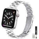 GEARYOU Metall Armband Kompatibel mit Apple Watch Armband 40 mm 38 mm 41mm 44 mm 42 mm 45mm, Slim Edelstahlarmband Kompatibel mit iWatch Serie 7/6/5/4/3/2/1, SE (38mm 40mm 41mm Silber)