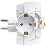 Doppelstecker für steckdose, Mehrfachstecker mit Schalter , 3 in 1 Steckdosenadapter, HITRENDS 2PCS Wandplatte Steckdose, Mehrfachsteckdose ohne kabel, Tragbare Praktisch für Büro, zu Hause, R