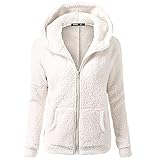 GFGHH Kapuzenpullover Damen Teddy-Fleece Mantel Farbblock Hoodie Plüsch Sweatshirt Oversize Warm Plüschjacke Cardigan Kapuzenjacke mit Taschen Sherpa Frauen Übergangsjacke Lose Langarm Lässige Outw