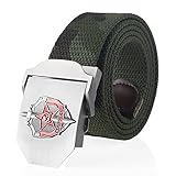 NSXLSCL Militärischer Taktischer Gürtel - Roter Fünf-Sterne-Schild Metallschnalle Unisex Canvas Gürtel - Verstellbarer Casual Stretch Woven Gürtel Für Männer Und Frauen Sport Taillengurt,C