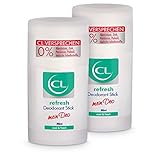 CL refresh Deodorant Stick mit kühlender Wirkung - 2er Pack 25 ml Deo Stick ohne Aluminium & Zink - veganes Deo Herren & Damen - antibakterielles Deodorant Männer & Frauen mit ProVitamin B5