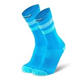 Splends Laufsocken Basic Stripes Blau Unisex, Damen & Herren - lange Socken aus Coolmax - ideale lustige Thermosocken für Volleyball, Badminton, Motorsport oder Business - Geschenk 39-42 (39)