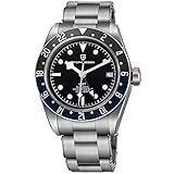 Pagani Design Herren Automatik Uhren Mechanische Armbanduhr GMT Uhr Japanisches Uhrwerk Edelstahl Wasserdicht Klassisch Drehbare Lünette, blau / schwarz,