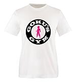 Comedy Shirts - Son Goku's Gym - Mädchen T-Shirt - Weiss/Schwarz-Pink Gr. 86/92