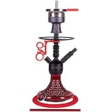 Amy Deluxe Shisha 072.03 Antique Berry Mini - 44 cm, Red RS Black, Wasserpfeife mit Klick, Schliff, Kammernsystem und Hot-Screen Kaminkopf-S