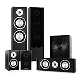 Auna Linie-300-BK5.1 Heimkino Lautsprecher Set Soundsystem (515W RMS, 2 Standlautsprecher, 2 Regallautsprecher, 1 Centerlautsprecher, 1 Subwoofer) schw