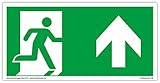 Schild Notausgang | extra langnachleuchtend | PVC selbstklebend 297x148mm | gemäß ASR A1.3 DIN 7010 DIN 67510 | Notausgangsschild rechts aufwärts geradeaus| Fluchtweg Rettungsweg | Dreifke® extra 160