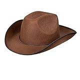 Boland 04097 - Hut Cowboy, Braun, mit Hutschnur, Filz, Ranger, Wild West, Westernhut, Accessoiree, Karneval, Halloween, Fasching, Mottoparty, Verkleidung, T