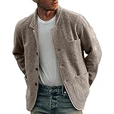 Smiela Herren Mantel Einreiher Einreiher Casual Stehkragen Winterjacke Herren für den Alltag Mode Herren Kleidung,Hellgrau,XL