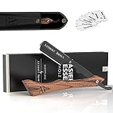 Anthony Brown® Rasiermesser Holz in Schwarz oder Silber - einzigartiger Klingenkopf für mehr Präzision - mit Wechselklingen und Etui - Rasiermesser S