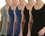 Falechay Unterhemd Herren Tank Top 5er Pack Baumwolle Feinripp ärmellos Trägershirt Achselshirts Männer Schwarz Blau Olive 5XL