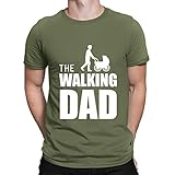 The Walking Dad Baby Carriage T-Shirt Father's Day Gift Novelty T-Shirt Retro Black Top Tee for M