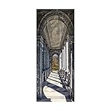 LUOWAN Türposter 3D Türsticker Selbstklebend Schlafzimmer Tapete Türtapete - Langer Pavillon Retro Architektur Landschaft - 95x215 CM Wasserdichtes Tür Poster Vinyl Entfernbar Mauer Aufkleber Z