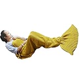 XYSQ Sanft Meerjungfrau Decke Handgemachte Häkeln Meerjungfrau Flosse Decke, Mermaid Blanket Alle Jahreszeiten Schlafsack,195x95cm Dauerhaft (Color : Yellow)