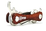 Premium Holz Schlüssel Organizer von HEYBRO optimale Schlüsselaufbewahrung in edelem Design hochwertiger Key Organizer mit praktischem Flaschenöffner und Öse (2-10 Schlüssel) (S)