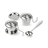 OUNONA Tee Infuser Teeei Sieb Geschenke Set mit Teelöffel und Abtropfschale Teesieb