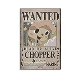 MIDF Chopper One Piece Wanted Anime Poster Cartoon Zimmer Poster Dekorative Malerei Wohnzimmer Leinwand Wandkunst Restaurant Schlafzimmer Gemälde 20 x 30