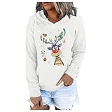 Hoodie Damen Weihnachten Sweatshirt Print Kapuzenpulli Langarm-Kapuzenpullover-Oberteil Damen lockerer Hoodies bequemer Sportpullover Pulli Kapuzenpullover Damen Hoodie Pullover mit Kap