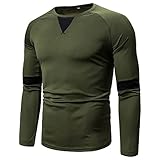 Langarm Herren elastisch atmungsaktiv Rundhals Herren T-Shirt Frühling und Herbst Mode lässig bequem elegant Kontrastfarbe Herren Sp