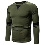 T-Shirt Herren Modern Klassisch Rundhals Männer Training Baselayer Herbst Winter Mode Spleißen Herren Langarm Täglich Gym Sport Wicking Breathable Herren L