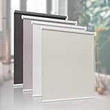 Sanfree Verdunklungsrollo Thermorollo zum Bohren, Klemmfix Fensterrollo Sichtschutz Klemmrollo, verstellbare Klemmträger Rollo Hitzeschutz mit Silberbeschichtung,Beige 160x230cm (BxH)