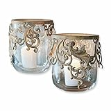 Loberon Windlicht 2er Set Sundini, antikgold/k