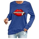 SEWORLD Gedruckte Sweatshirts Basic Einfarbige mit Ballon Muster Sportliche Shirts Kuschelige Sweatshirts Damen Sportspulli Herbst Winter Lässige Bequeme Lang