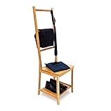 Relaxdays 10019172 Kleiderstuhl aus Bambus als Herrendiener mit 2 Ablagen HBT 133 x 40 x 42 cm Stummer Diener aus Holz mit 3 Streben als Handtuchstangen Badstuhl mit Handtuchhalter oder Kleiderbutler,