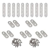 20 Stück Flache Ecke Bracket,Flachverbinder,Edelstahl Flachverbinder,Flache Gerade Eckstrebenplatten aus Metall Verbindungsplatte Verbinder Reparatur Halterung,mit 60 Schraub