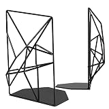 MOPOIN Buchstütze, 1 Paar Buchstützen Metall Book Holder Bookends Buchstopper für Bücher, DVDs, Magazine, 120 x 85 x 180mm, Schw