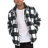 Tyoby Herren Winter Kariert Strickjacken Dick Fleece Gefüttert Militär Langarm Cargo Jacke Feldjacke Bomberjacke Übergangsjacke Baumwoll Hoodies Fleecejacke Arbeitshemd Flanellhemd Jack